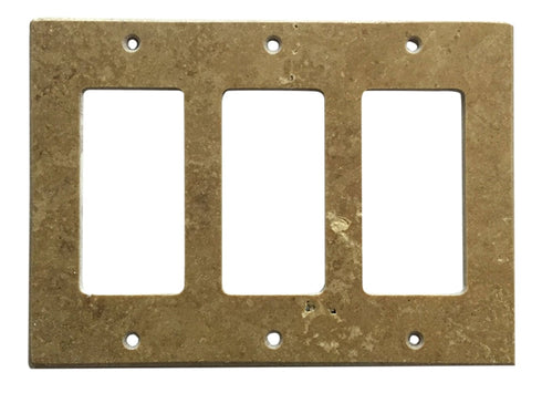 Noce Travertine Switch Plate 4 1/2 x 6 1/3 Honed 3-TOGGLE Wall Cover